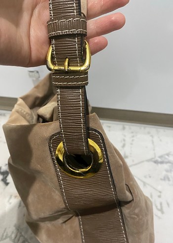 Bej Süet Tokalı Kadın Çanta - Görsel 3