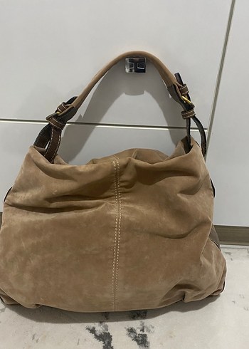 Bej Süet Tokalı Kadın Çanta - Görsel 2