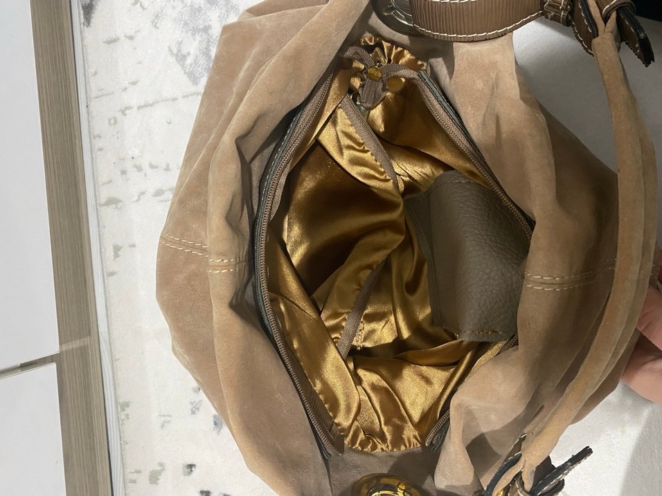 Bej Süet Tokalı Kadın Çanta - Görsel 4