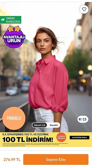 Fuşya Loose Fit Pamuklu Gömlek