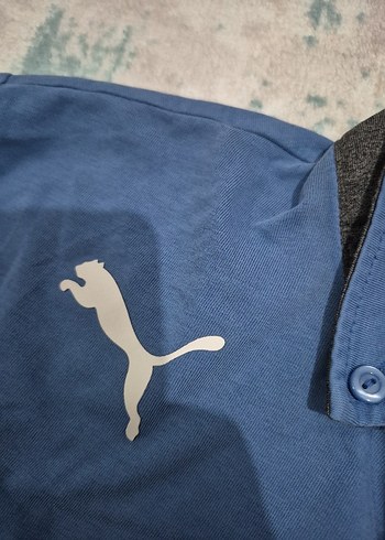 Mavi Kısa Kollu Denim Polo Tişört - Görsel 5