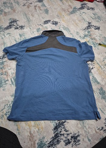 Mavi Kısa Kollu Denim Polo Tişört - Görsel 7