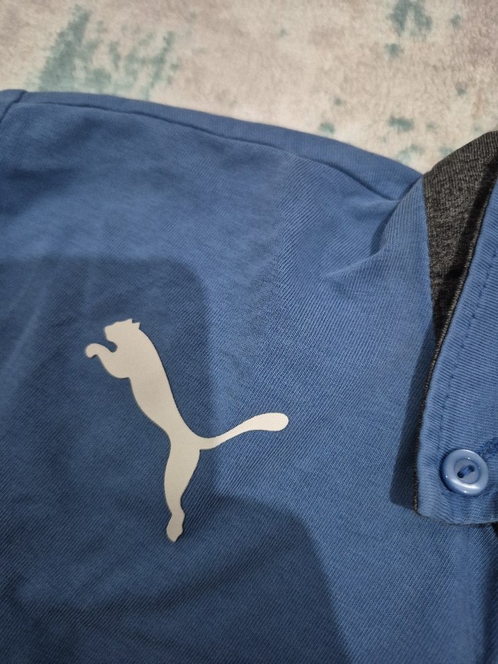 Mavi Kısa Kollu Denim Polo Tişört - Görsel 5