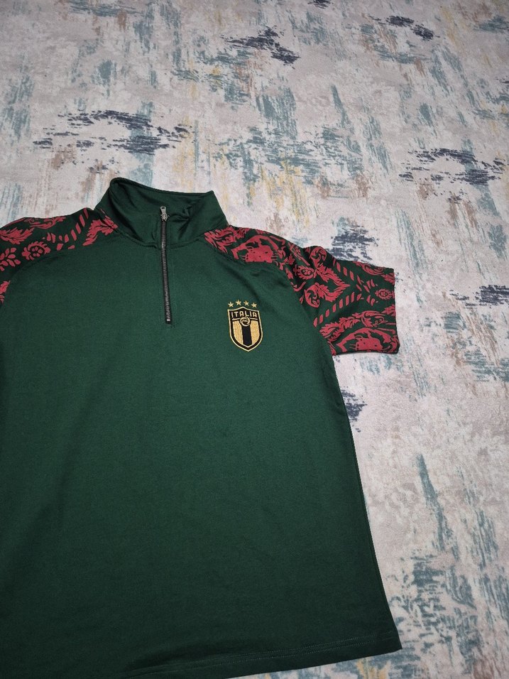 Yeşil Fermuarlı Yarım Boğazlı Erkek Tişört - Görsel 2