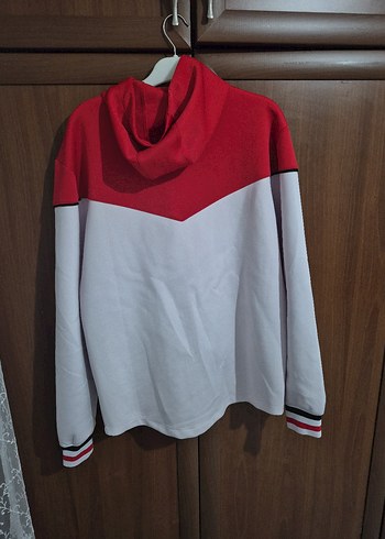 Kırmızı Beyaz Fermuarlı Erkek Sweatshirt - Görsel 5