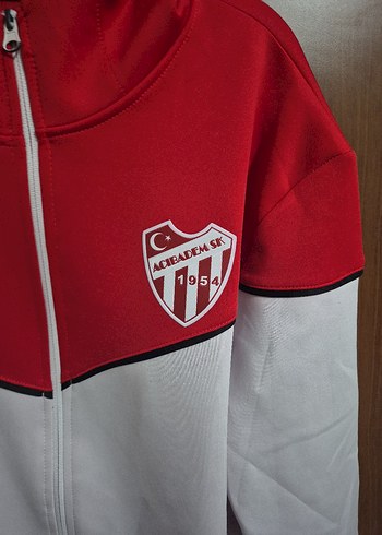 Kırmızı Beyaz Fermuarlı Erkek Sweatshirt - Görsel 2