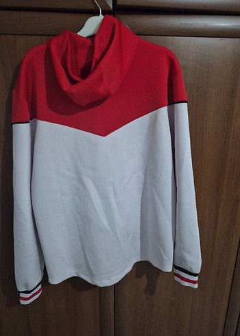 Kırmızı Beyaz Fermuarlı Erkek Sweatshirt - Görsel 6