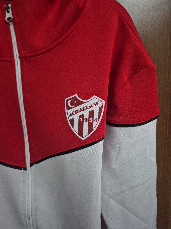 Kırmızı Beyaz Fermuarlı Erkek Sweatshirt - Görsel 2