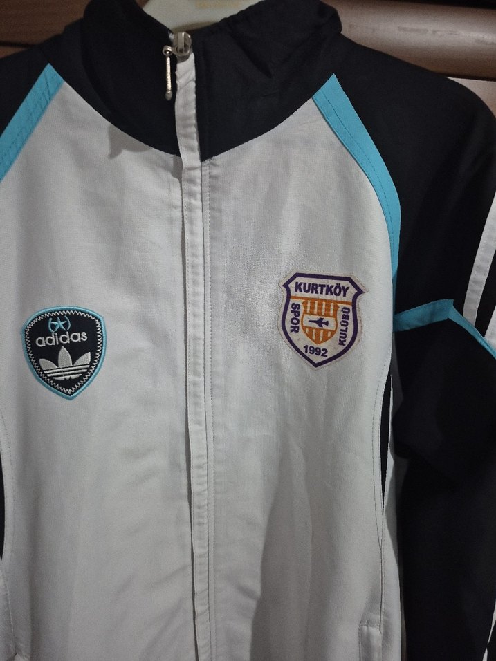 Erkek Beyaz Siyah Fermuarlı Spor Ceket - Görsel 2