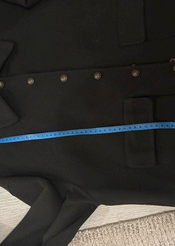 Düğmeli Siyah Midi Kadın Yün Ceket - Görsel 5