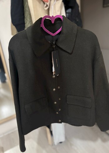 Düğmeli Siyah Midi Kadın Yün Ceket - Görsel 6