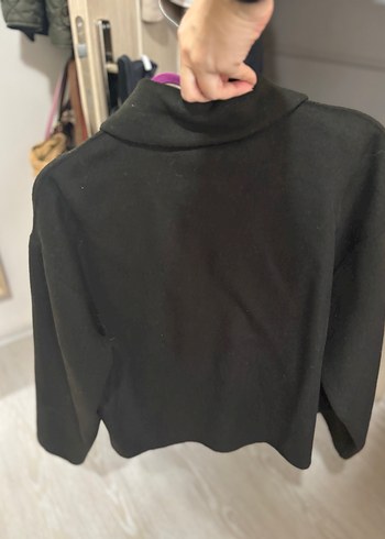 Düğmeli Siyah Midi Kadın Yün Ceket - Görsel 3