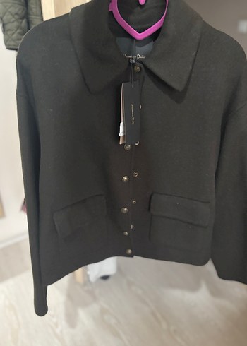 Düğmeli Siyah Midi Kadın Yün Ceket - Görsel 2
