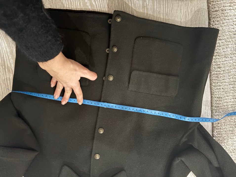 Düğmeli Siyah Midi Kadın Yün Ceket - Görsel 4