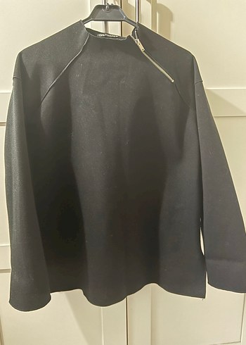 Siyah Fermuarlı Kadın Sweatshirt - Görsel 8