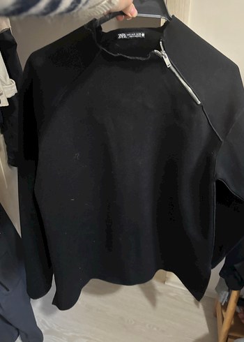 Siyah Fermuarlı Kadın Sweatshirt - Görsel 4