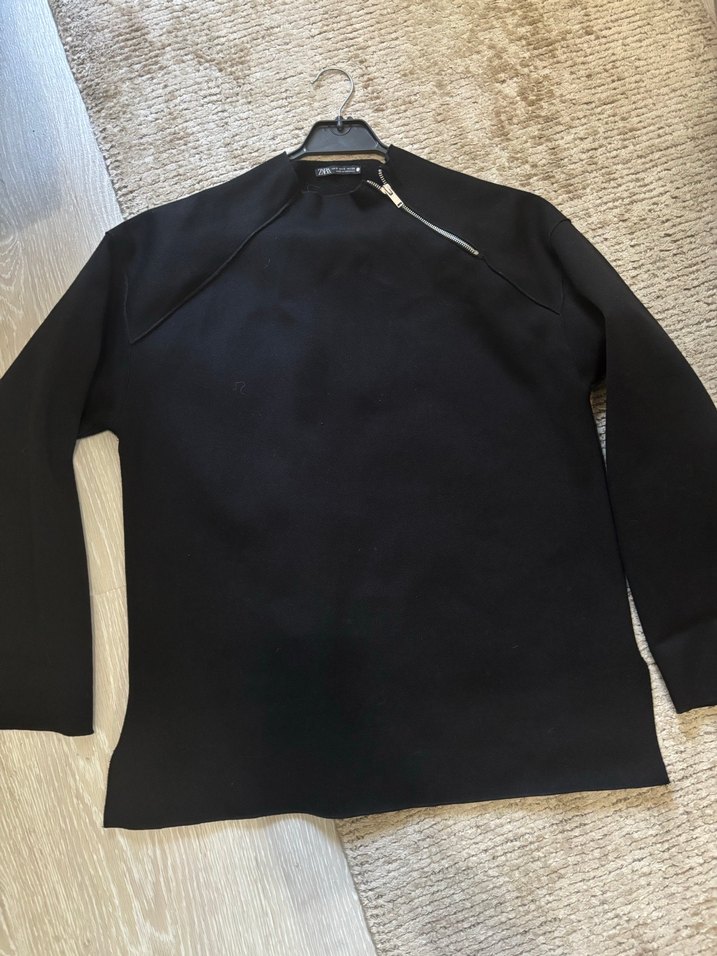 Siyah Fermuarlı Kadın Sweatshirt - Görsel 5