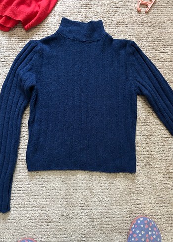 Kadın Lacivert Boğazlı Triko Kazak - Görsel 2