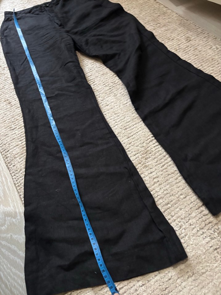 Kadın Siyah Keten Salaş Pileli Pantolon - Görsel 5