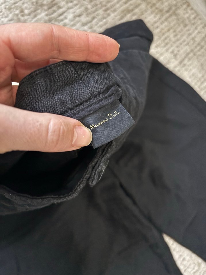 Kadın Siyah Keten Salaş Pileli Pantolon - Görsel 3