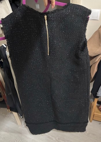 Siyah Örme Midi Kolsuz Kadın Yelek - Görsel 5