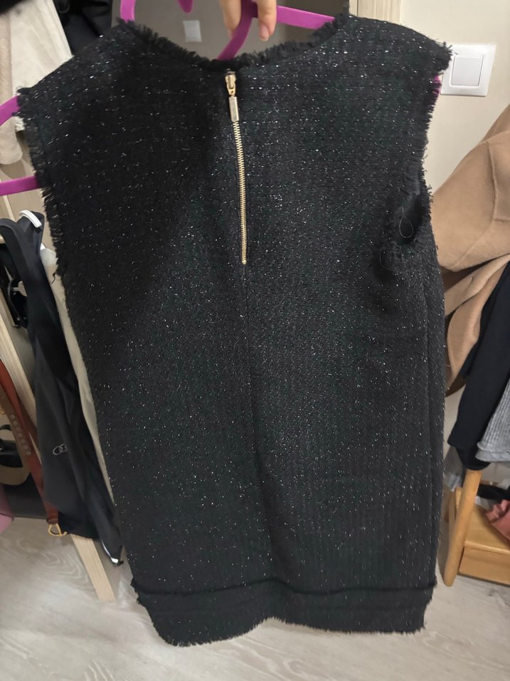 Siyah Örme Midi Kolsuz Kadın Yelek - Görsel 5