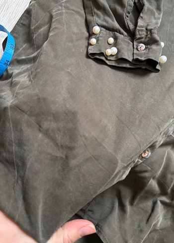 Gri Kadın Uzun Kollu  Gömlek - Görsel 6