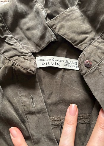 Gri Kadın Uzun Kollu  Gömlek - Görsel 5