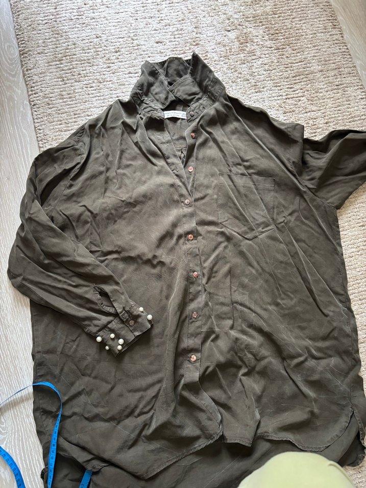 Gri Kadın Uzun Kollu  Gömlek - Görsel 4