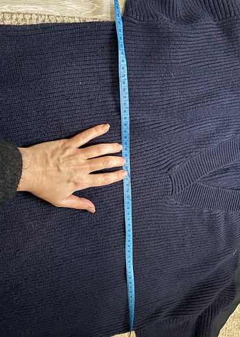 V Yaka Örgü Kadın Gri Kazak - Görsel 3