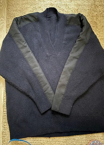 V Yaka Örgü Kadın Gri Kazak - Görsel 2