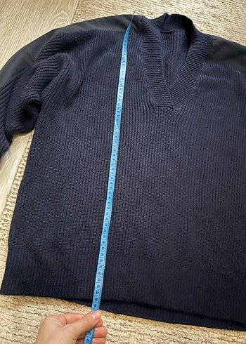 V Yaka Örgü Kadın Gri Kazak - Görsel 4