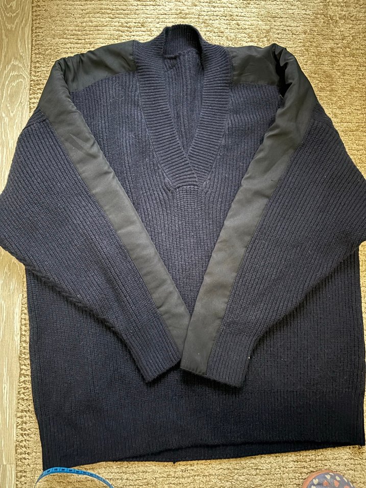 V Yaka Örgü Kadın Gri Kazak - Görsel 2