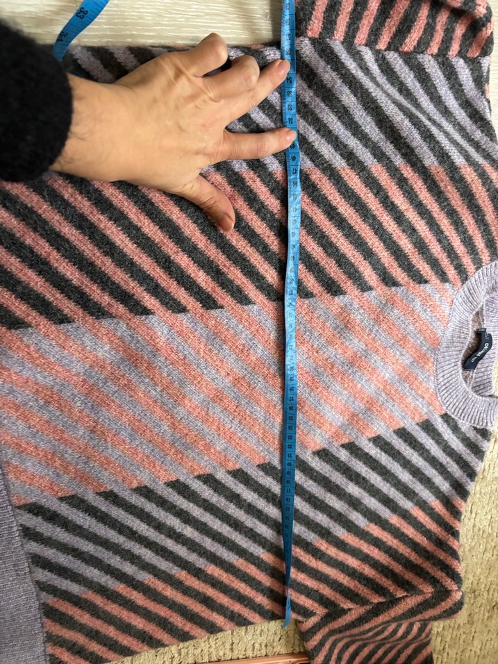 Gri Çizgili Triko Kadın Kazak - Görsel 4