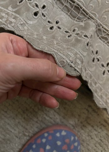 Grinin Nakışlı Dantel Detaylı Süet Midi Etek - Görsel 6