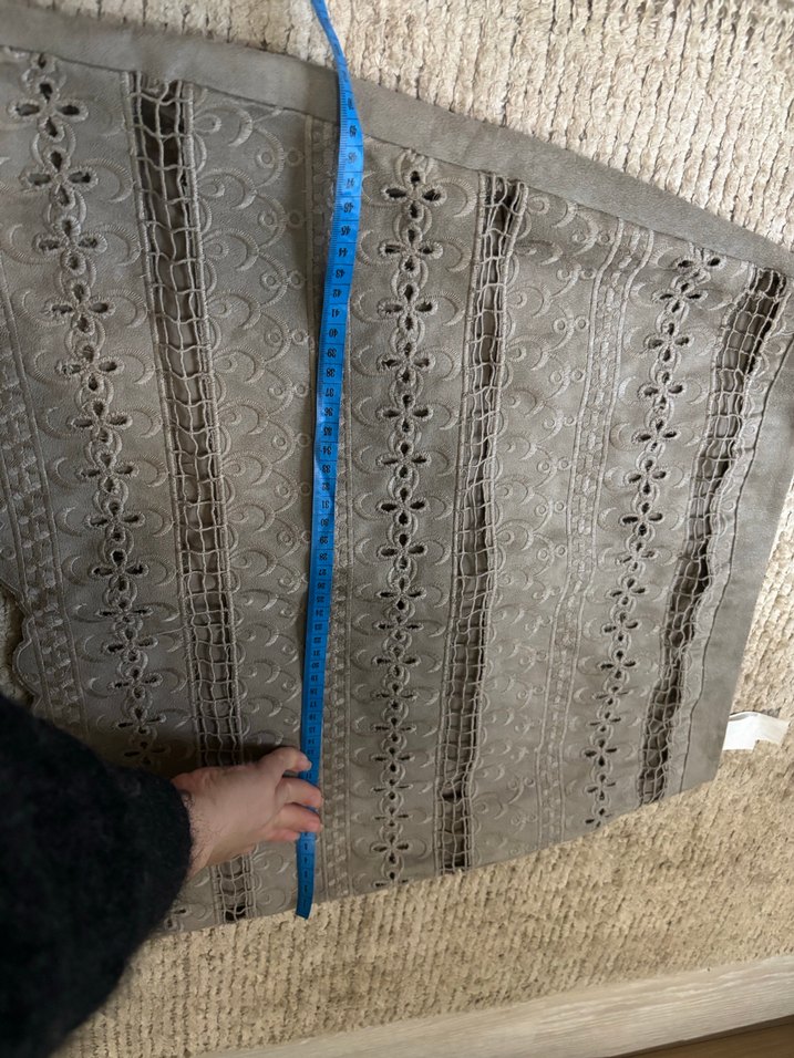 Grinin Nakışlı Dantel Detaylı Süet Midi Etek - Görsel 3