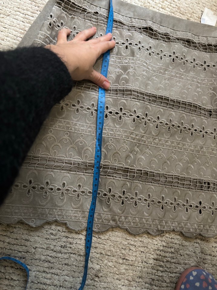 Grinin Nakışlı Dantel Detaylı Süet Midi Etek - Görsel 2