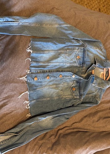 Düğmeli Mavi Kadın Denim Ceket - Görsel 4