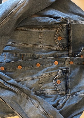 Düğmeli Mavi Kadın Denim Ceket - Görsel 2