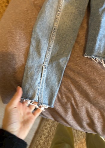 Düğmeli Mavi Kadın Denim Ceket - Görsel 3