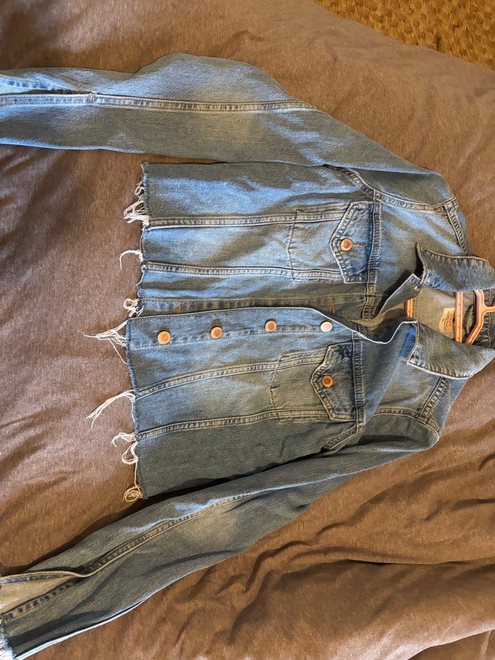 Düğmeli Mavi Kadın Denim Ceket - Görsel 4