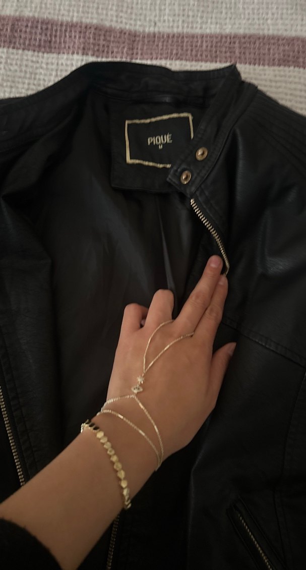 Siyah Deri Biker Ceket - Görsel 3