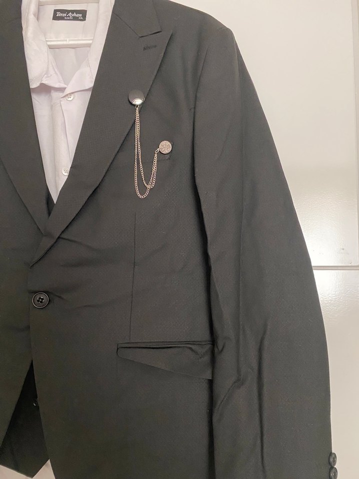 Düğmeli Siyah Yelek, Notch Yaka, Regular Fit - Görsel 4