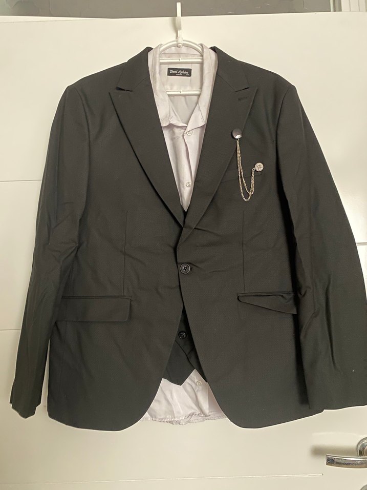 Düğmeli Siyah Yelek, Notch Yaka, Regular Fit - Görsel 3