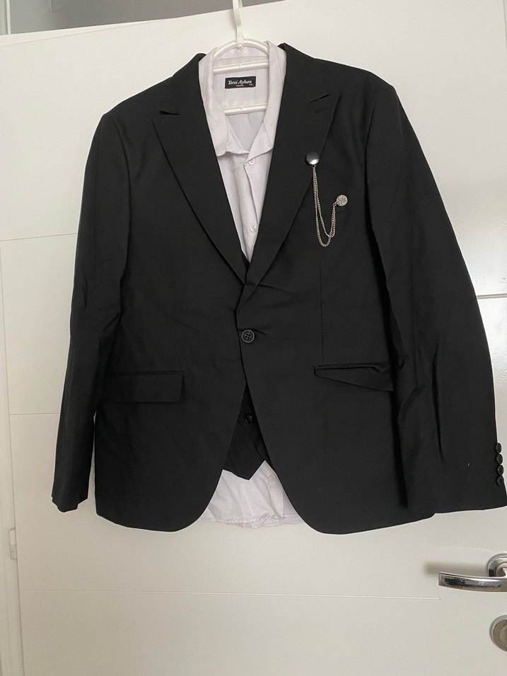 Düğmeli Siyah Yelek, Notch Yaka, Regular Fit - Görsel 5