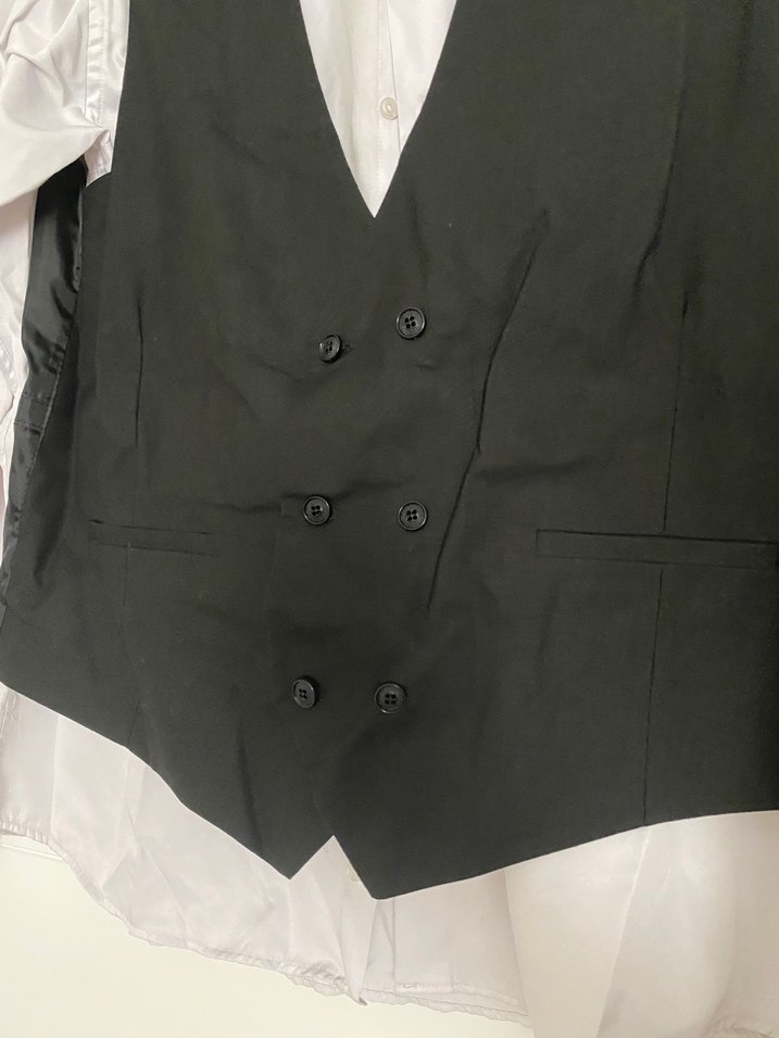 Düğmeli Siyah Yelek, Notch Yaka, Regular Fit - Görsel 2