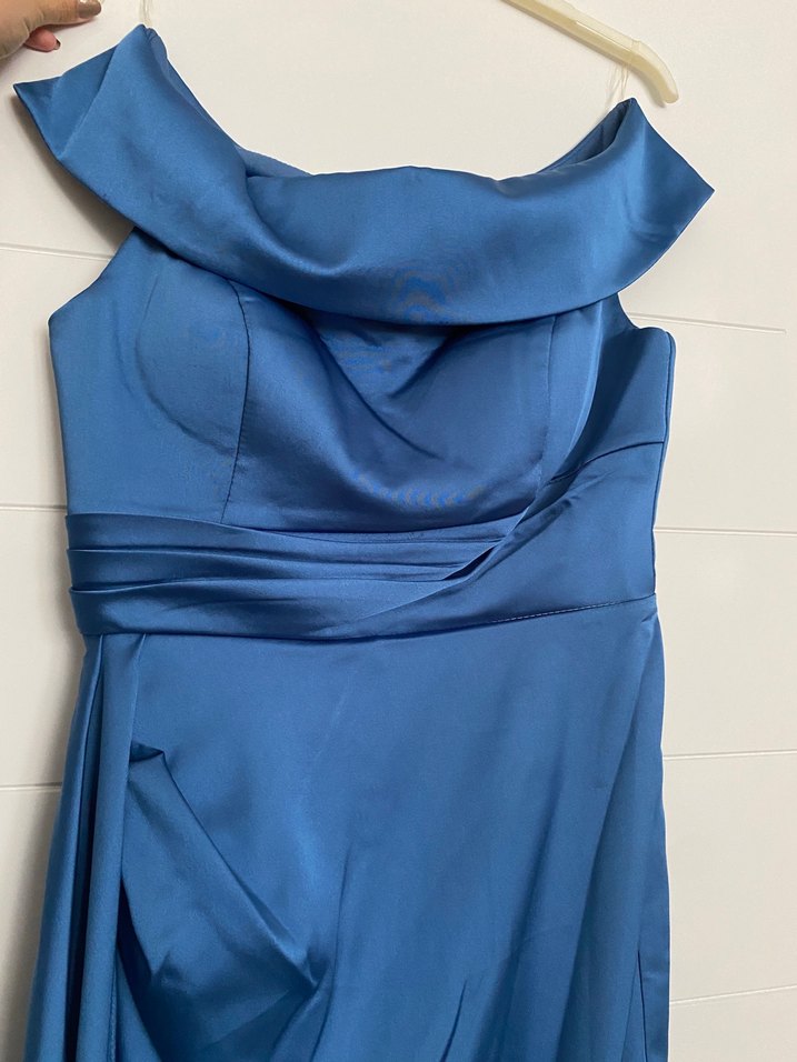 Lacivert Drapeli Uzun Abiye Elbise - Görsel 2