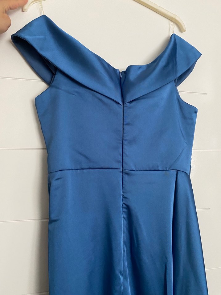 Lacivert Drapeli Uzun Abiye Elbise - Görsel 5