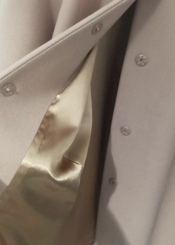 Bej Midi Kadın Kaban, Yuvarlak Yaka, Rahat Kesim - Görsel 4