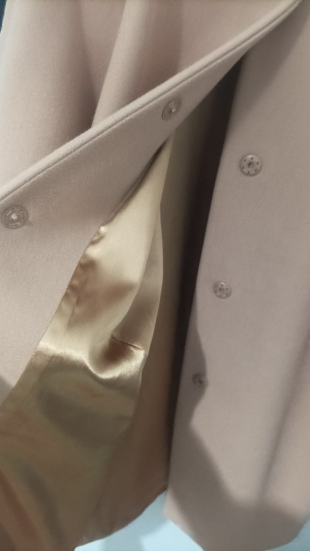 Bej Midi Kadın Kaban, Yuvarlak Yaka, Rahat Kesim - Görsel 4